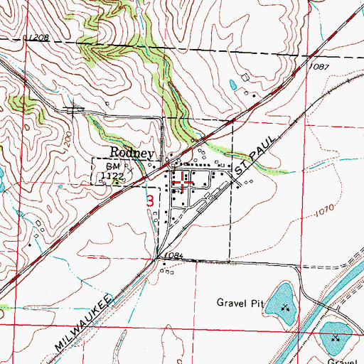 Topographic Map of City of Rodney, IA