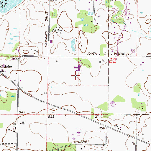 Topographic Map of City of Rogers, MN