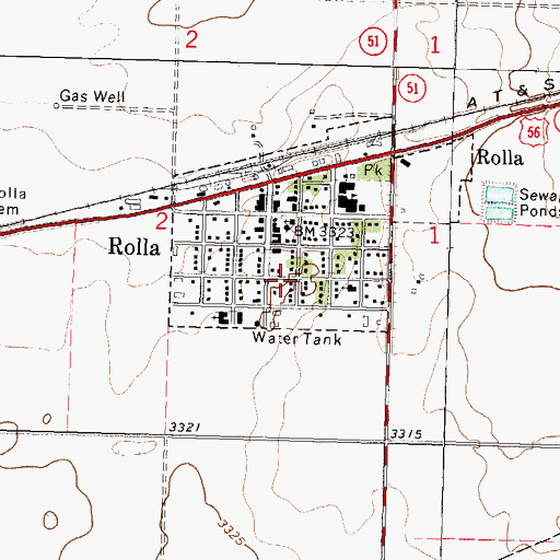 Topographic Map of City of Rolla, KS