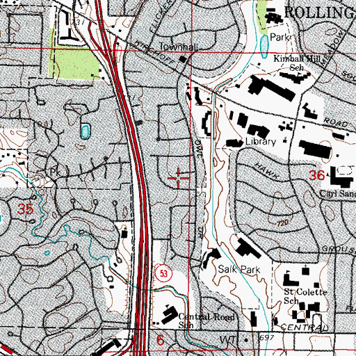 Topographic Map of City of Rolling Meadows, IL