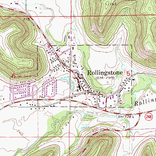 Topographic Map of City of Rollingstone, MN