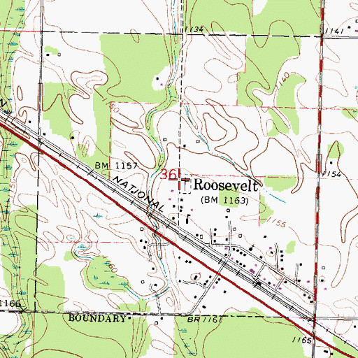Topographic Map of City of Roosevelt, MN