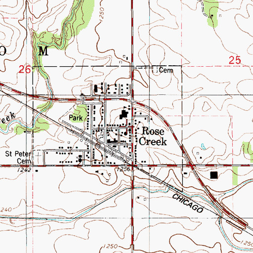 Topographic Map of City of Rose Creek, MN