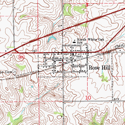 Topographic Map of City of Rose Hill, IA