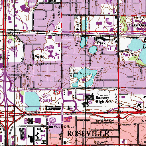 Topographic Map of City of Roseville, MN