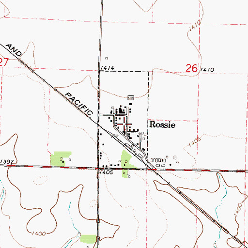 Topographic Map of City of Rossie, IA