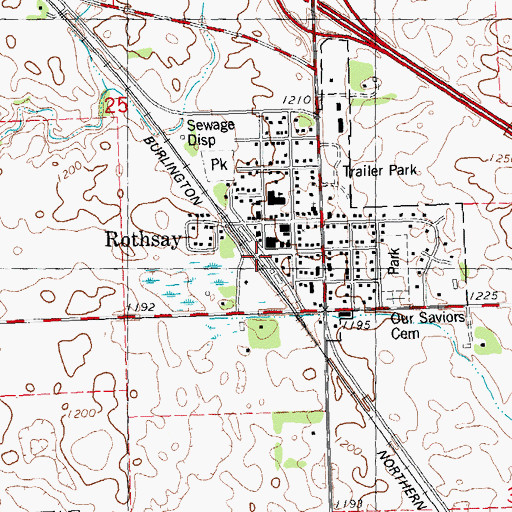 Topographic Map of City of Rothsay, MN