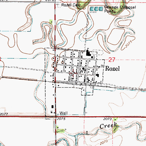 Topographic Map of City of Rozel, KS