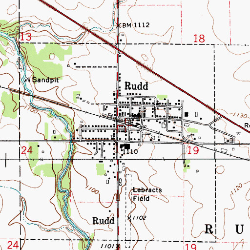 Topographic Map of City of Rudd, IA
