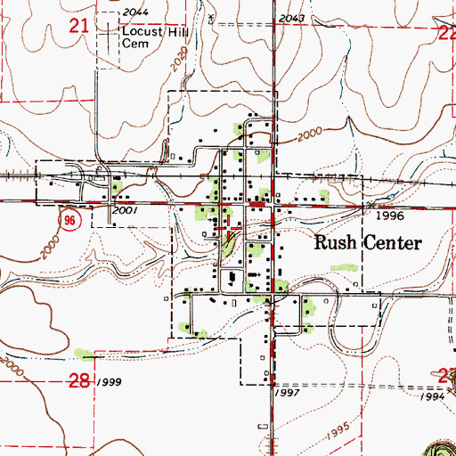 Topographic Map of City of Rush Center, KS