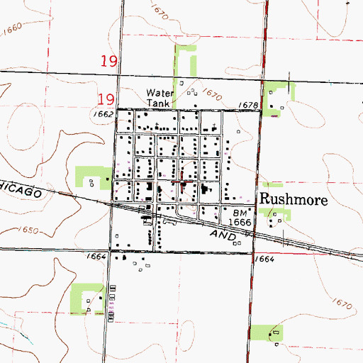 Topographic Map of City of Rushmore, MN