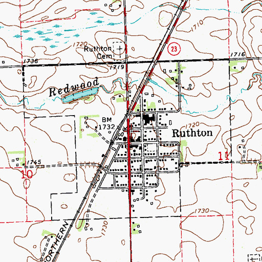 Topographic Map of City of Ruthton, MN