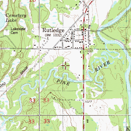 Topographic Map of City of Rutledge, MN