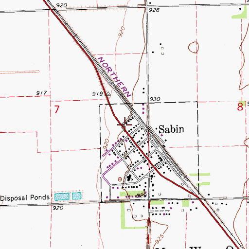 Topographic Map of City of Sabin, MN