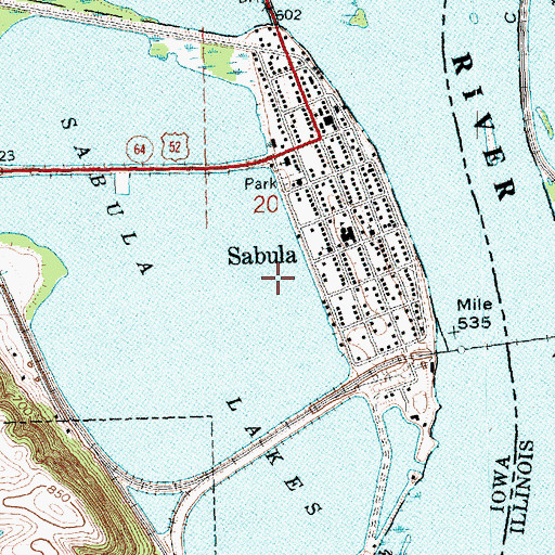 Topographic Map of City of Sabula, IA
