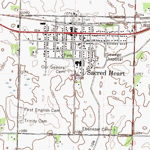 Topographic Map of City of Sacred Heart, MN