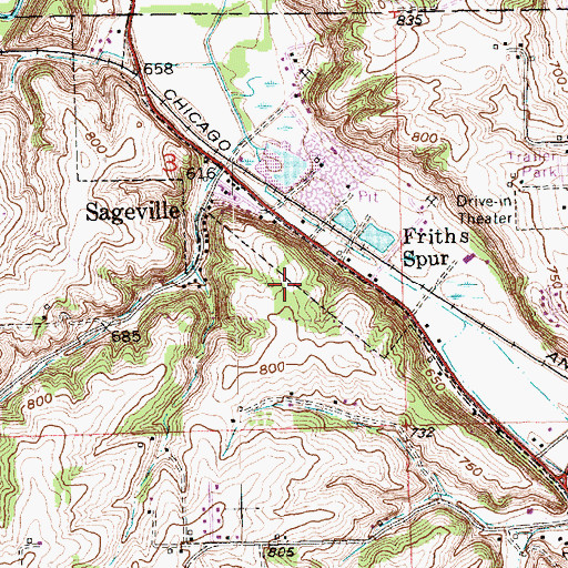 Topographic Map of City of Sageville, IA