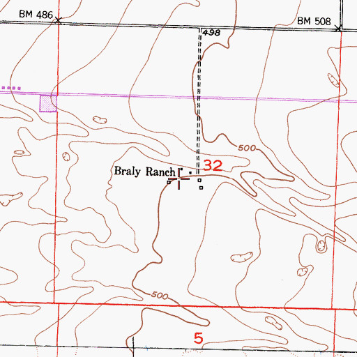 Topographic Map of Braly Ranch, CA