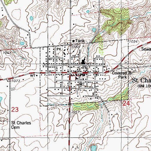 Topographic Map of City of Saint Charles, IA