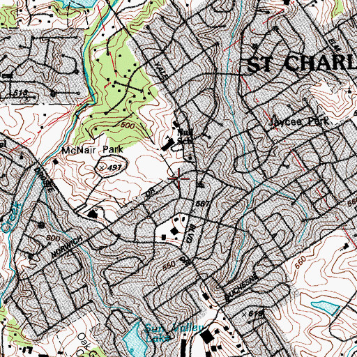 Topographic Map of City of Saint Charles, MO