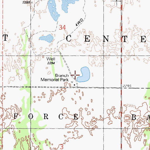 Topographic Map of Branch Memorial Park, CA