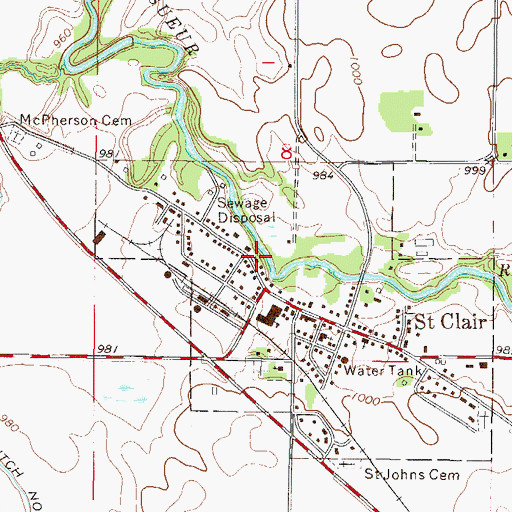 Topographic Map of City of Saint Clair, MN
