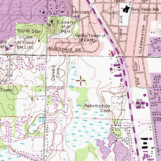 Topographic Map of City of Saint Cloud, MN