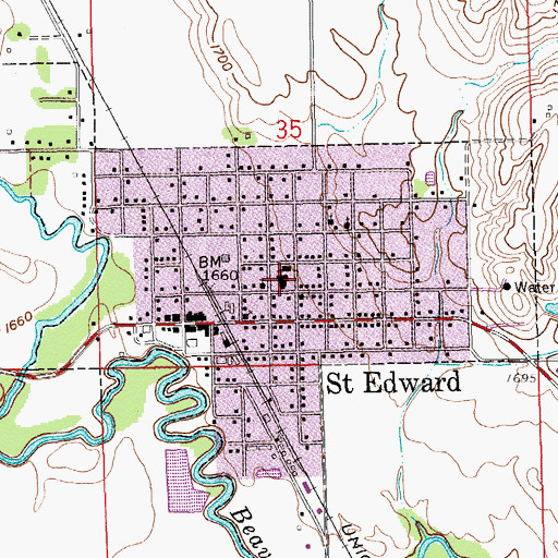Topographic Map of City of Saint Edward, NE