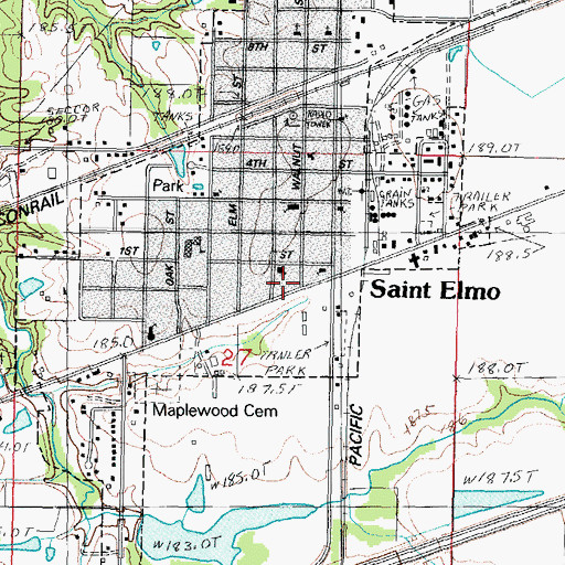 Topographic Map of City of Saint Elmo, IL