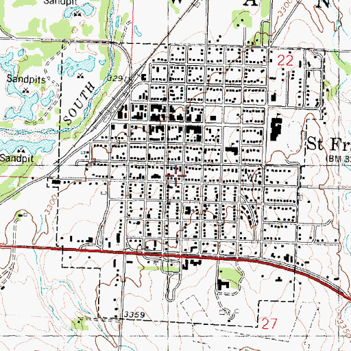 Topographic Map of City of Saint Francis, KS