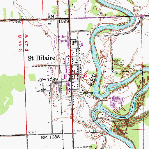 Topographic Map of City of Saint Hilaire, MN