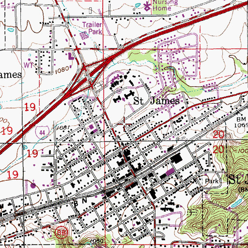 Topographic Map of City of Saint James, MO