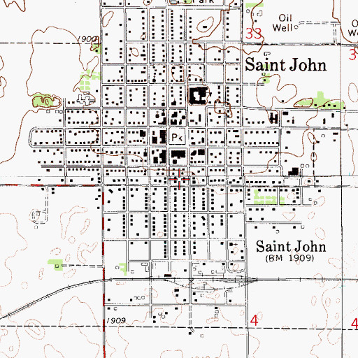 Topographic Map of City of St. John, KS