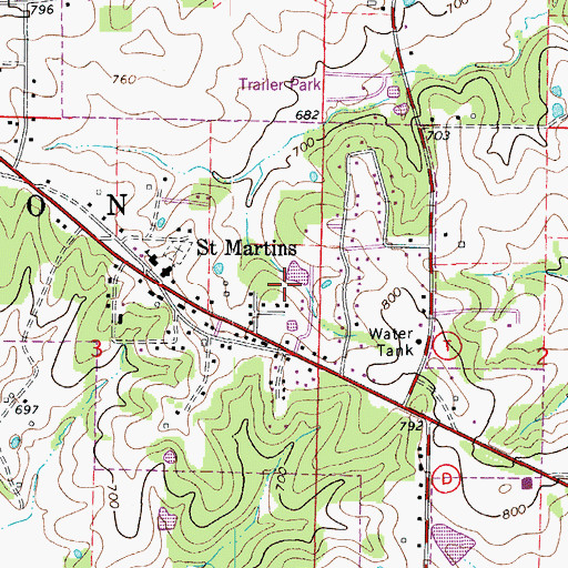 Topographic Map of City of Saint Martins, MO
