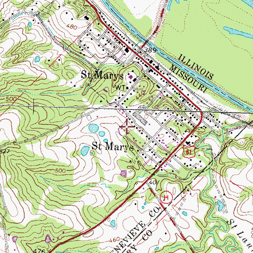 Topographic Map of City of Saint Mary, MO