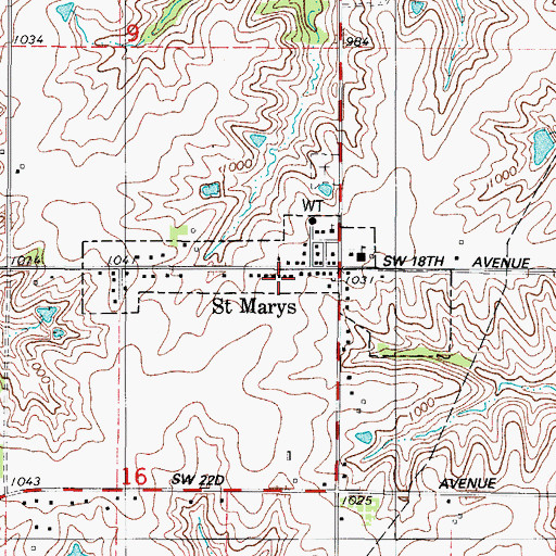 Topographic Map of City of Saint Marys, IA