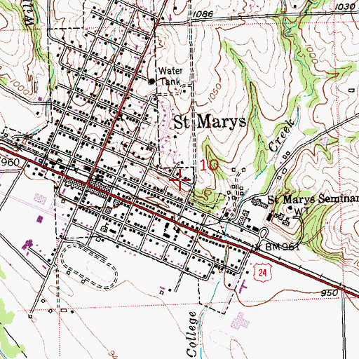 Topographic Map of City of Saint Marys, KS
