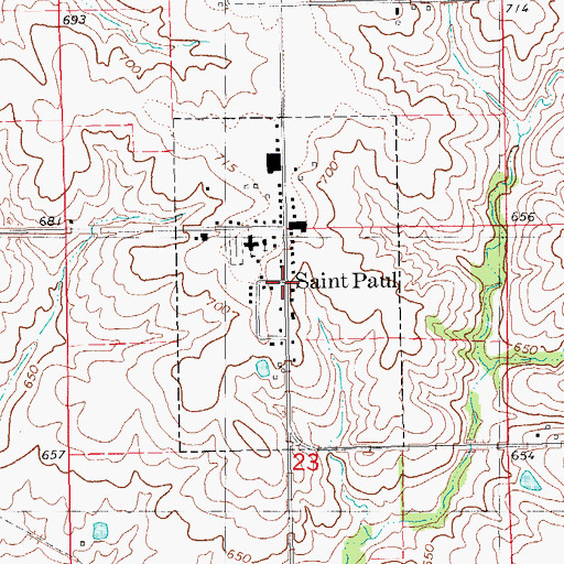 Topographic Map of City of Saint Paul, IA
