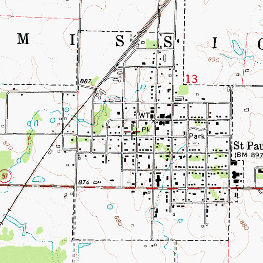 Topographic Map of City of Saint Paul, KS