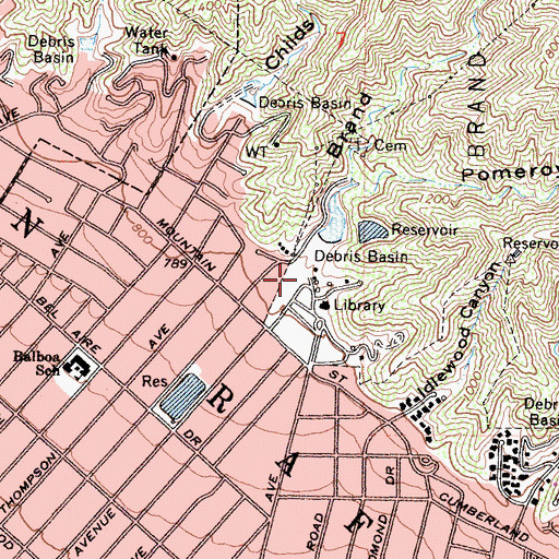 Topographic Map of Brand Canyon, CA