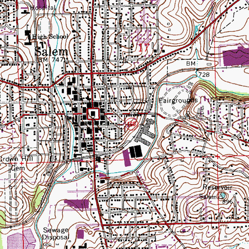 Topographic Map of City of Salem, IN