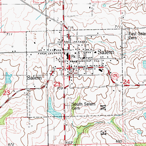Topographic Map of City of Salem, IA