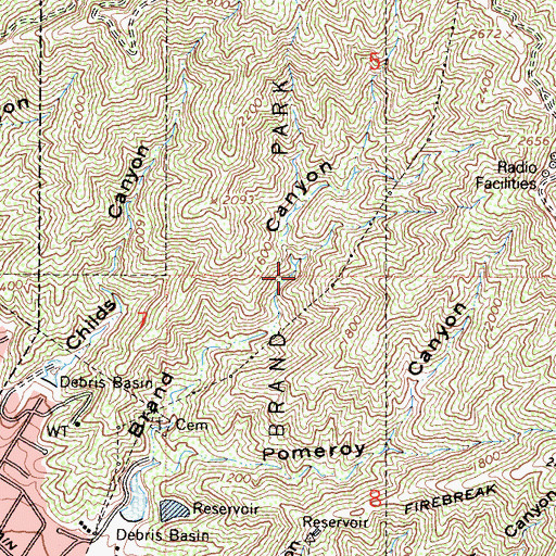 Topographic Map of Brand Park, CA