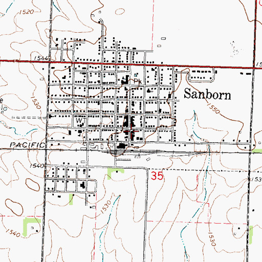 Topographic Map of City of Sanborn, IA