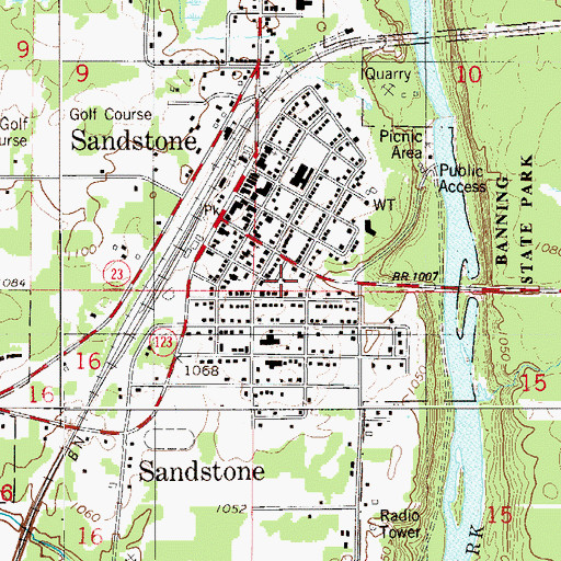 Topographic Map of City of Sandstone, MN