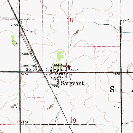 Topographic Map of City of Sargeant, MN