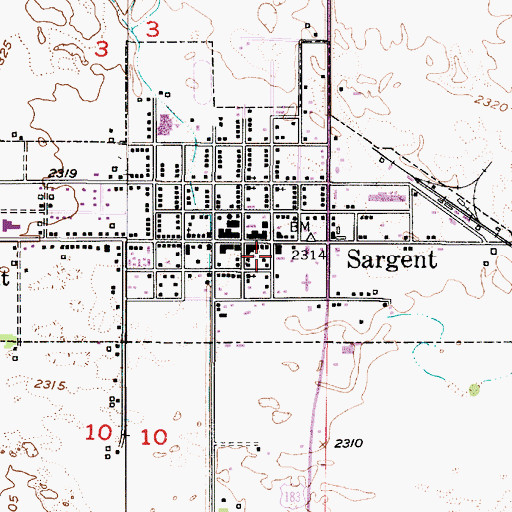 Topographic Map of City of Sargent, NE