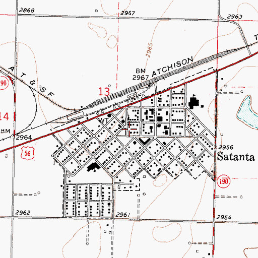Topographic Map of City of Satanta, KS