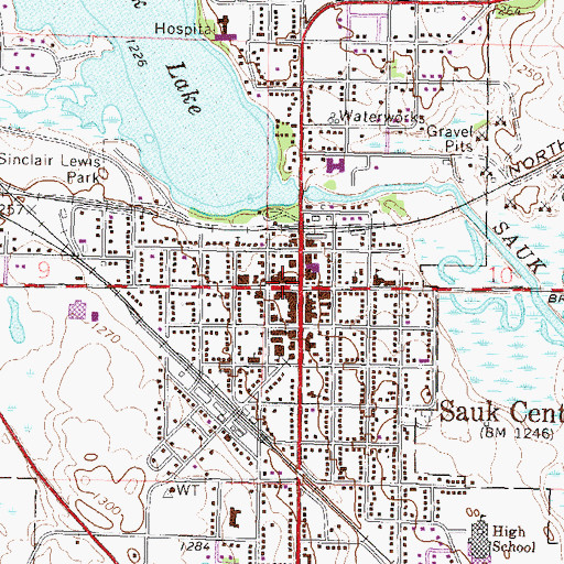 Topographic Map of City of Sauk Centre, MN