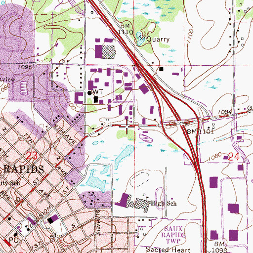 Topographic Map of City of Sauk Rapids, MN